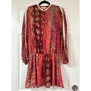 WOMENS LONG SLEEVE SHORT DRESS LEOPARD PRINT SMALL CROCHET DESIGNS LINED SHEER